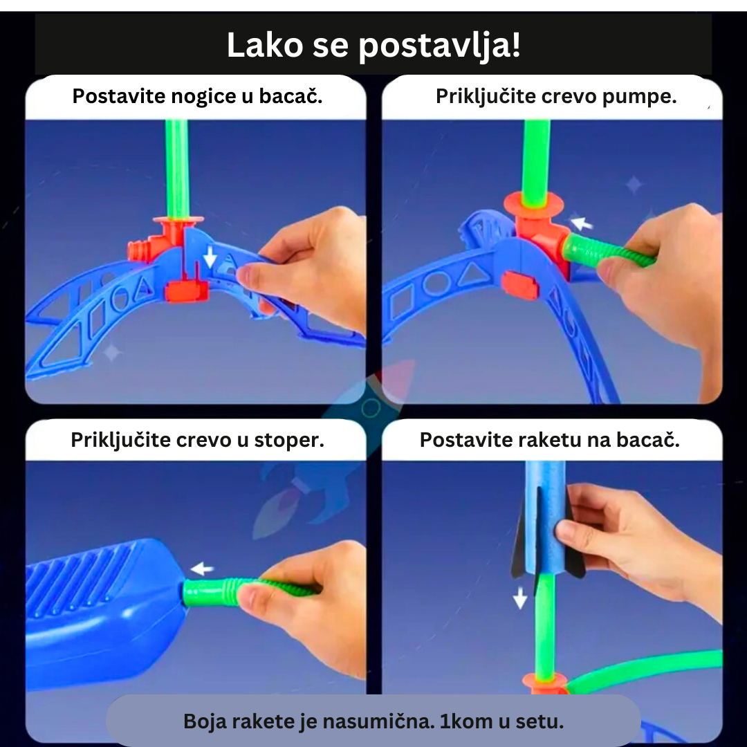 Kreativni raketni bacač sa vazdušnom pumpom